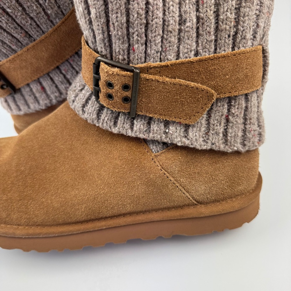 UGG Cambridge 1003175 Womens 10 Chestnut Suede Knit Cuff Buckle Boots - Picture 4 of 14